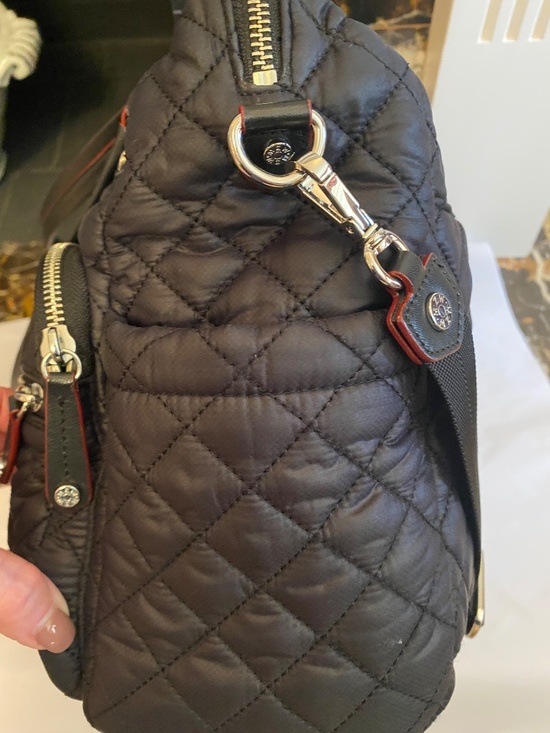 MZ WALLACE TOTE TRAVELER TOTE COSBY BLACK QUILTED SLIPS ON SUIT CASE HANDLE - Picture 8 of 16